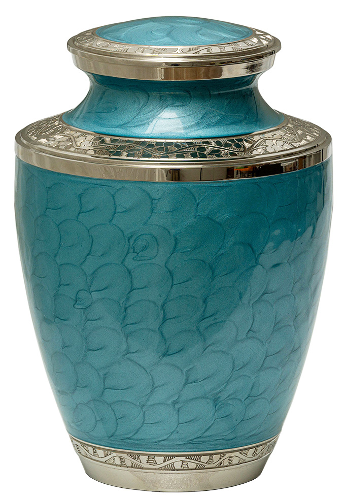 Mother of Pearl Aqua Brass Adult Urn | Integrity Funeral Home